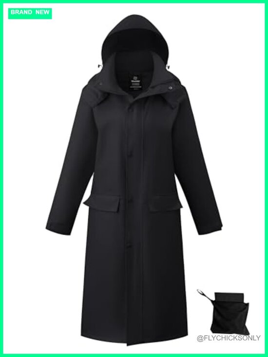 Jackets & Blazers - Women's Long Waterproof Rain Coat Trench Jacket with Hood
